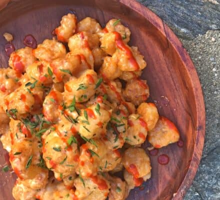 spicy bang bang shrimp made with wolf cooktop