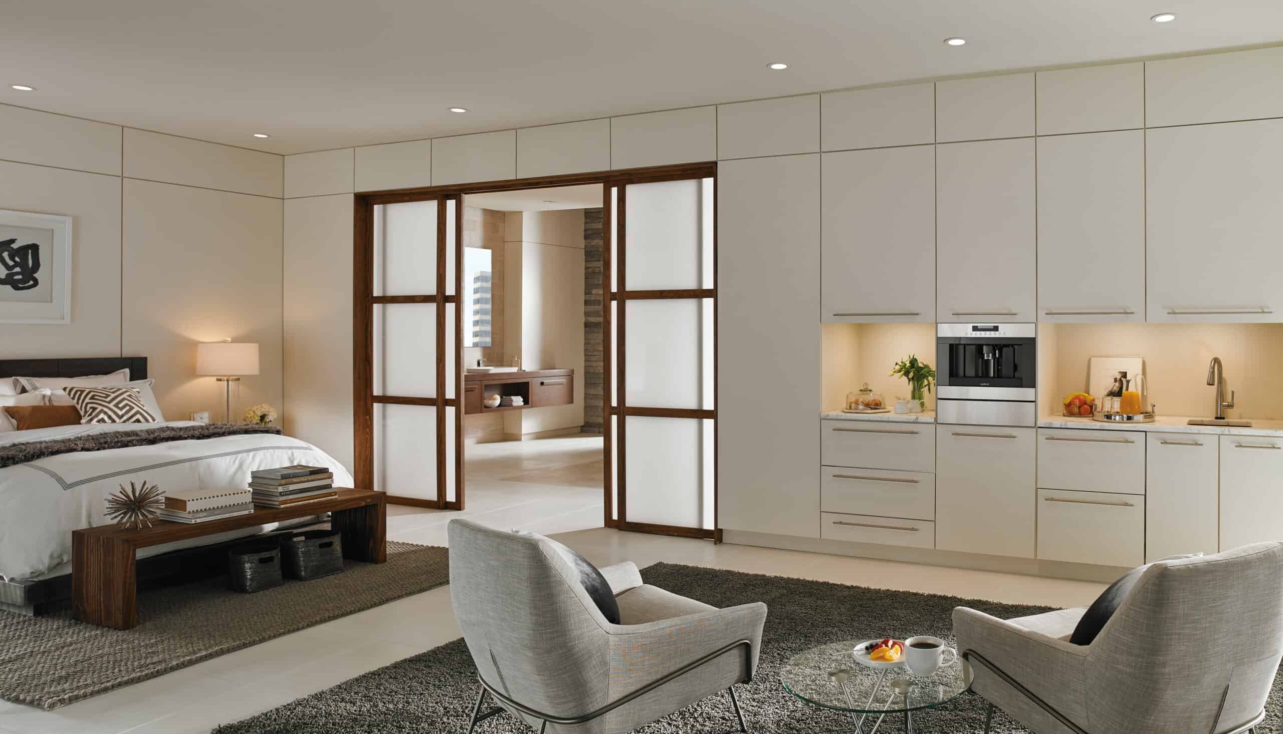 Point-of-us Sub-Zero refrigerator drawers make integrating refrigeration into bedrooms, bathrooms and other spaces easy.
