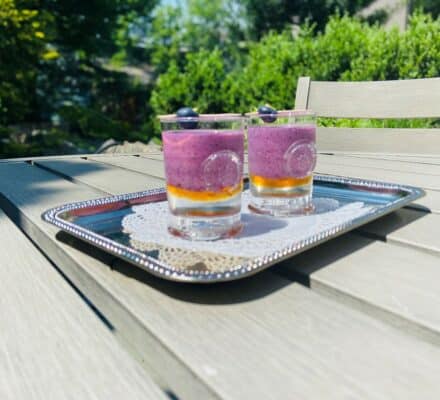 blueberry lassi served in glasses