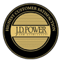 A gold and black circular badge with the text "Highest Customer Satisfaction" and "J.D. Power and Associates" in the center—perfect for showcasing excellence in any luxury kitchen appliance collection.