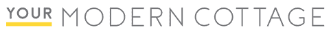 Logo with the words "Your Modern Cottage" in gray uppercase letters; "Your" is bold with a yellow underline—perfect for a kitchen showroom or luxury kitchen appliance business.