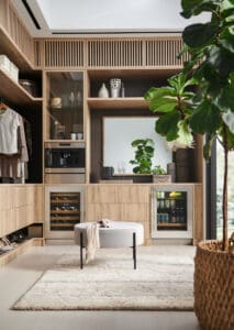 Undercounter wine and beverage refrigerators in a master suite