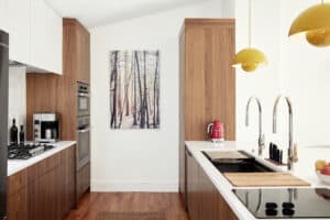 Kitchen Designer Kim Connell of Arcadia Kitchen and Bath won First Place in New England’s first Galley Kitchen Design Contest for her layout using a five-foot Galley with two Galley Taps.