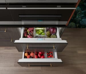 Designers often recommend Sub-Zero Undercounter Drawer Refrigerators because they put your food exactly where you need it, saving steps in your kitchen.