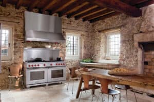 Dual VertiFlow convection ovens with wi-fi capability and gourmet modes to take the guesswork out of cooking in this Wolf 60-inch model.