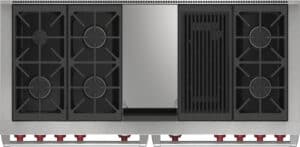 Wolf’s 48p or 60-inch models include two ovens and a wide array of cooktop configurations.