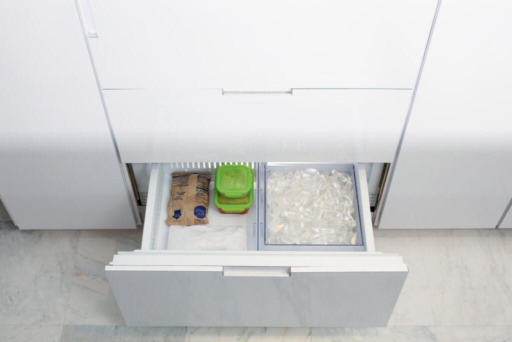A Sub-Zero freezer with ice maker is a great choice for your designer kitchen.