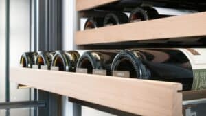Sub-Zero wine storage racks are engineered to glide smoothly to reduce agitation of the wine.